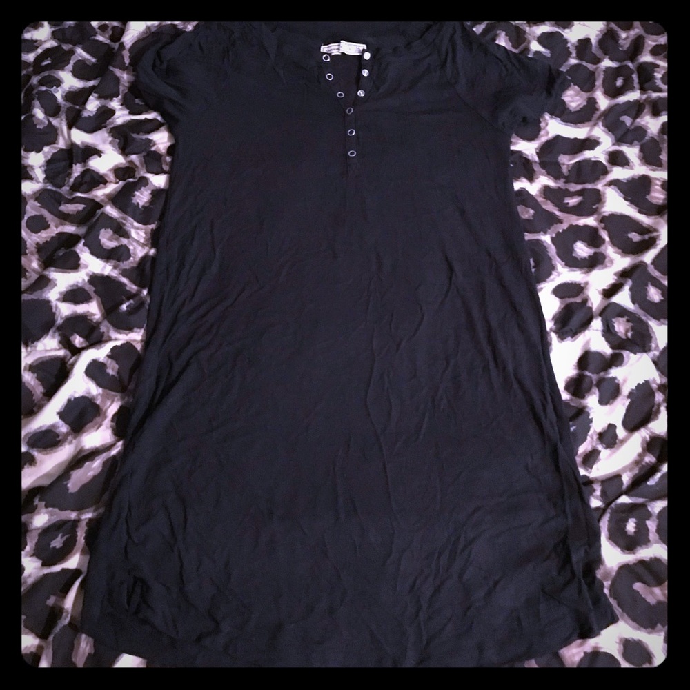 ABERCROMBIE & FITCH Black Short Sleeve Henley Mini Dress